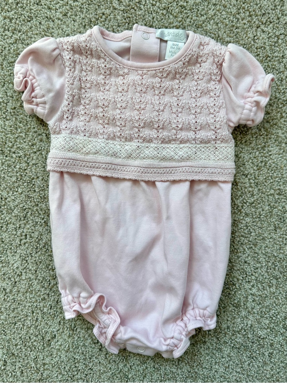 100% Cotton Knit Pink Baby One-Piece Bodysuit with Ruffles